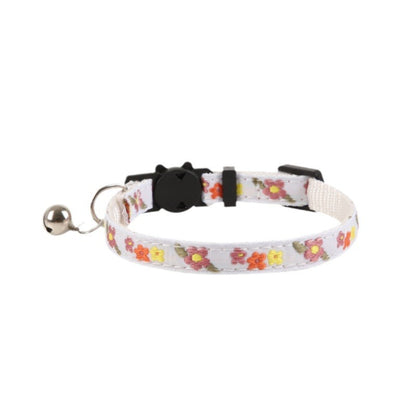 Mokka Spring Flower Cat Collar coiled to show full floral print