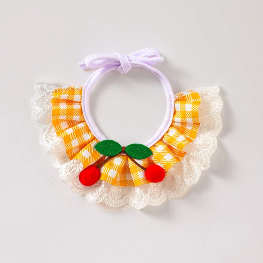 Mokka - Pom-Pom Cherry Ruffled Bib Pet Neckwear