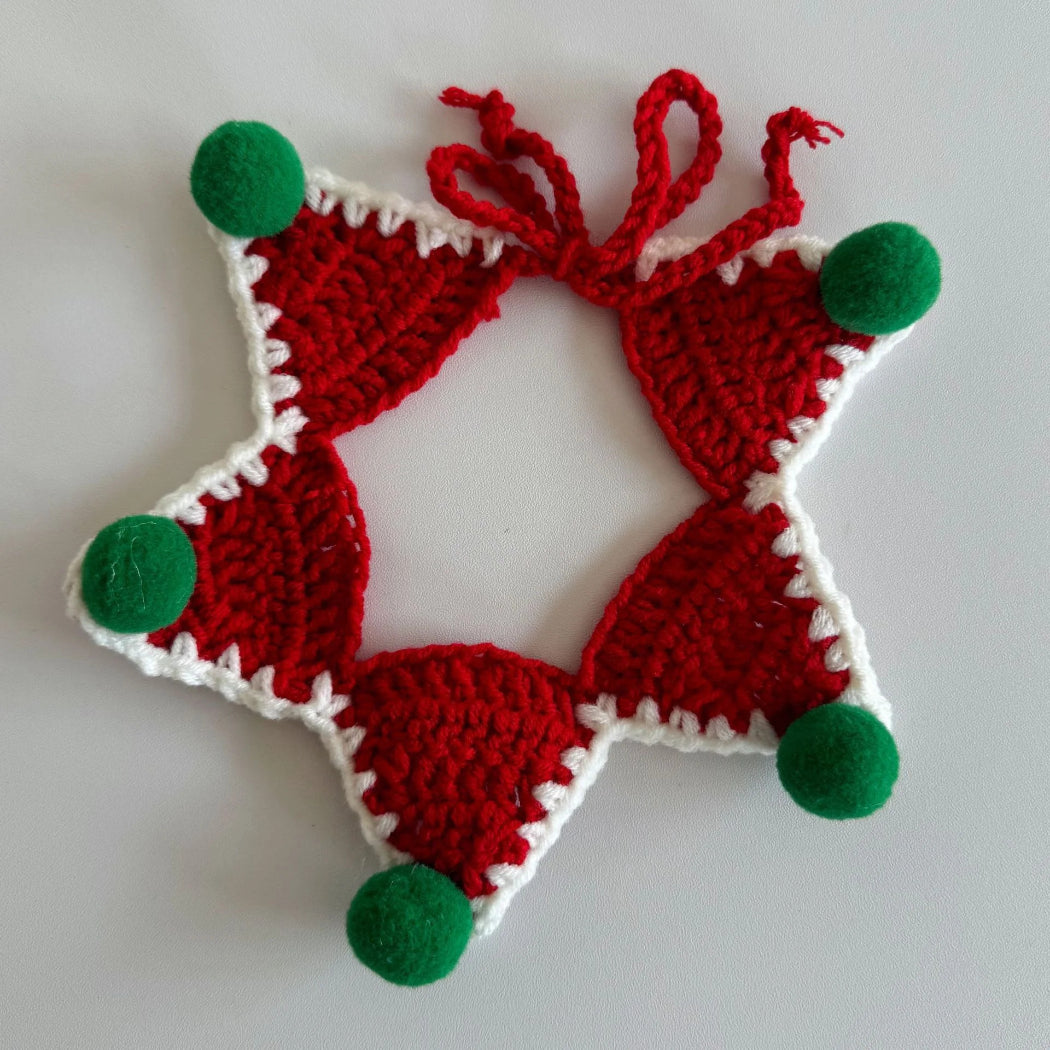 Mokka - Christmas Star Crochet Cat Collar