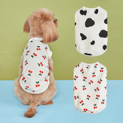 Ozzie casual print dog t-shirt in blue with white paw prints, front view