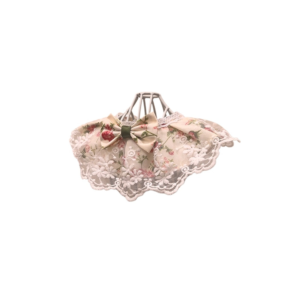 Mokka - Vintage Rose Bow Lace Ruffle Pet Collar