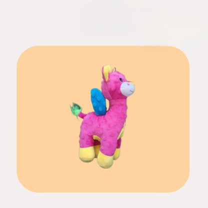 Close-up of Petkin Winged Horse dog plush toy showing detailed wings and face