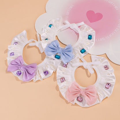 Mokka - Ruffled Shiny Finish Bow Cat Collar