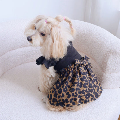 Ozzie - Black Leopard Print Bubble Skirt Pet Dress
