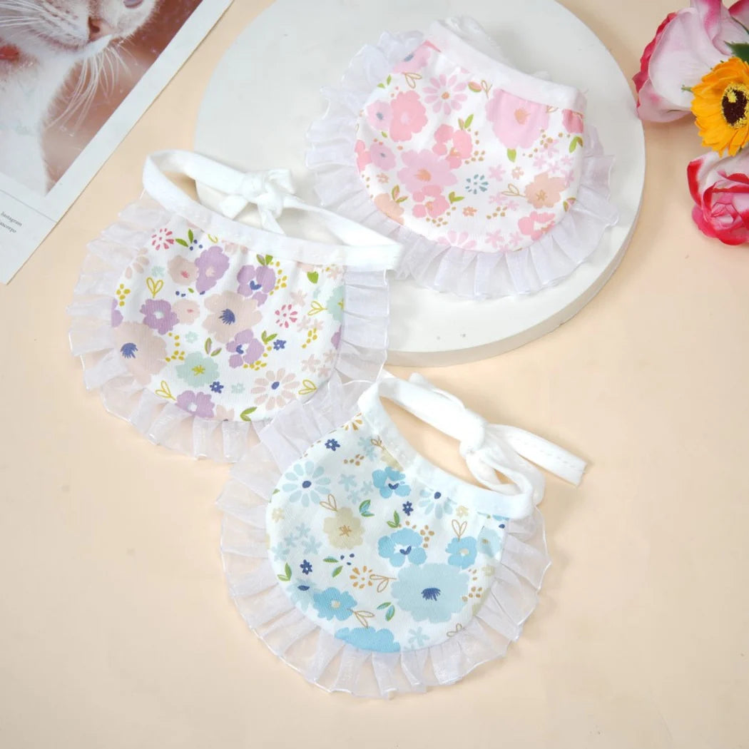 Mokka - Ditsy Floral Ruffle Cat Bib