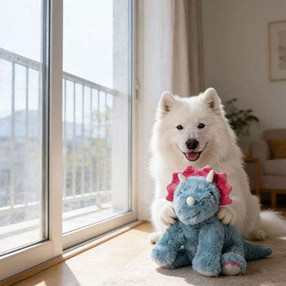 Petkin - Plush Triceratops Squeaky Dog Toy