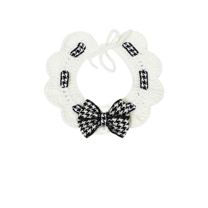 Mokka - Houndstooth Bow Crochet Cat Collar