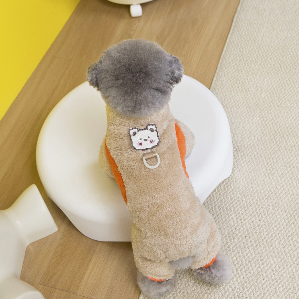 Ozzie - Bear Patch Colorblock Four-Leg Pet Jumpsuit