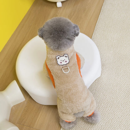 Ozzie - Bear Patch Colorblock Four-Leg Pet Jumpsuit