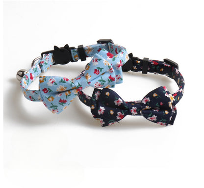 Mokka floral bowtie cat collar with bell view 9