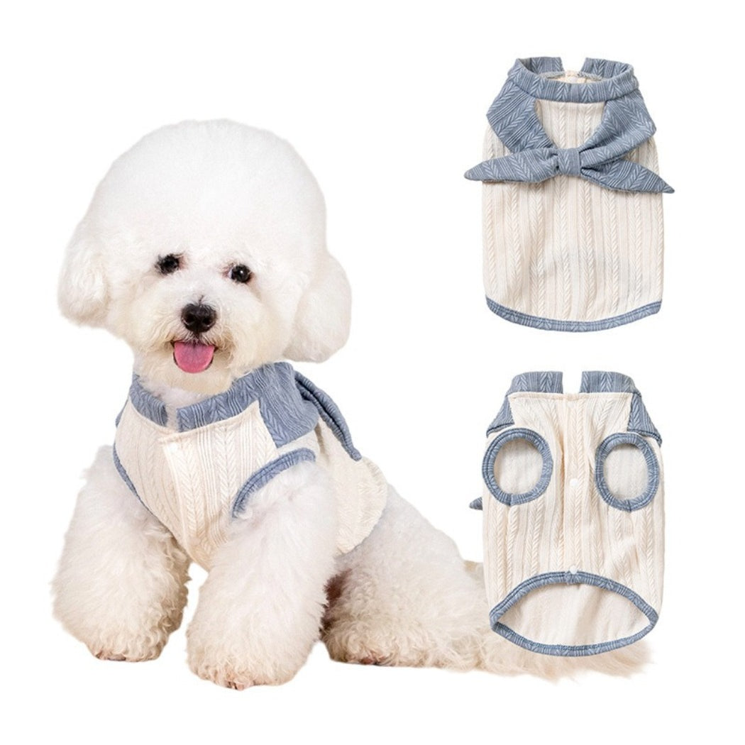 Ozzie soft knit sailor pet vest on a pet mannequin highlighting fit and style