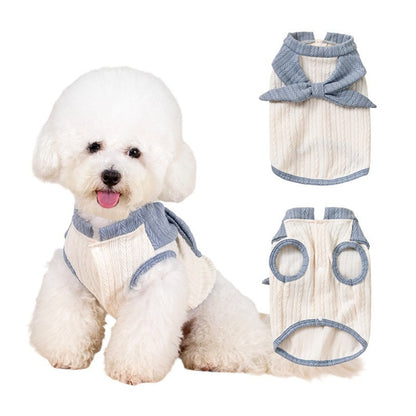 Ozzie soft knit sailor pet vest on a pet mannequin highlighting fit and style
