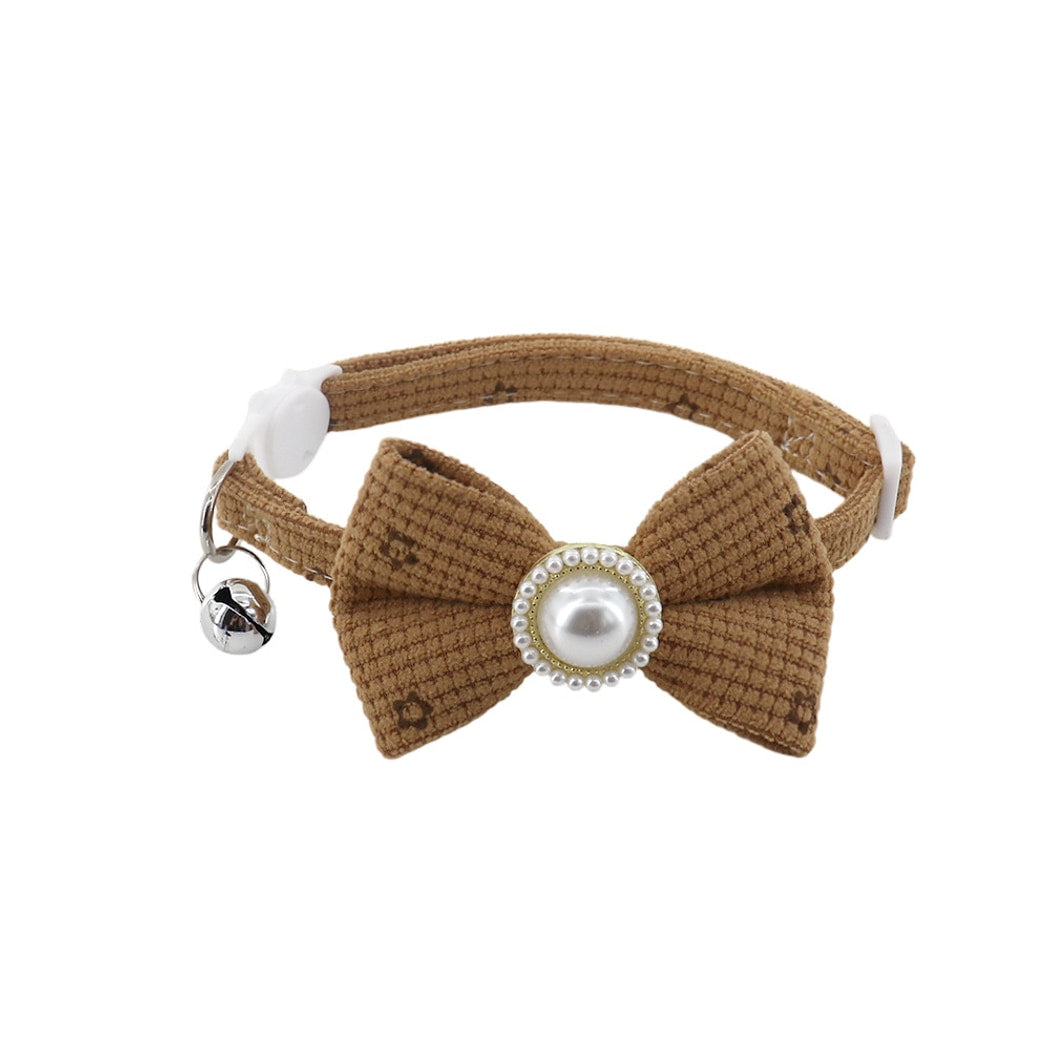 Mokka - Minimalist Bow Flower Pattern Cat Collar