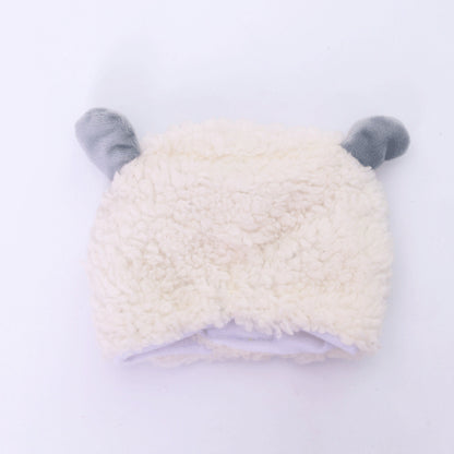 Ozzie lamb shape pet hat with visible stitching and lamb details