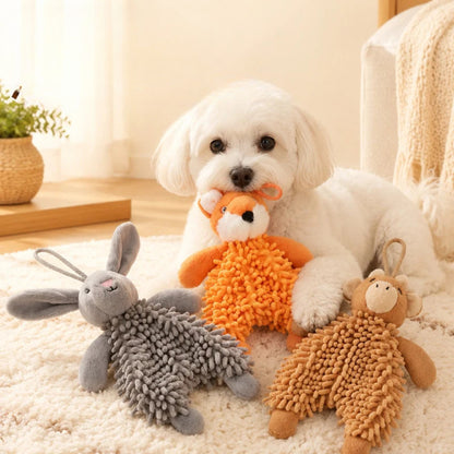 Petkin - Shaggy Fox Bunny & Monkey Plush Dog Toy