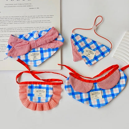 Mokka - Rustic Red and Blue Plaid Pet Bib