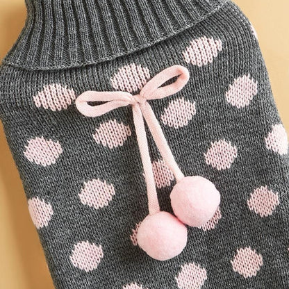 Ozzie - Bow Detail Ruffled Hem Pet Knit Sweater