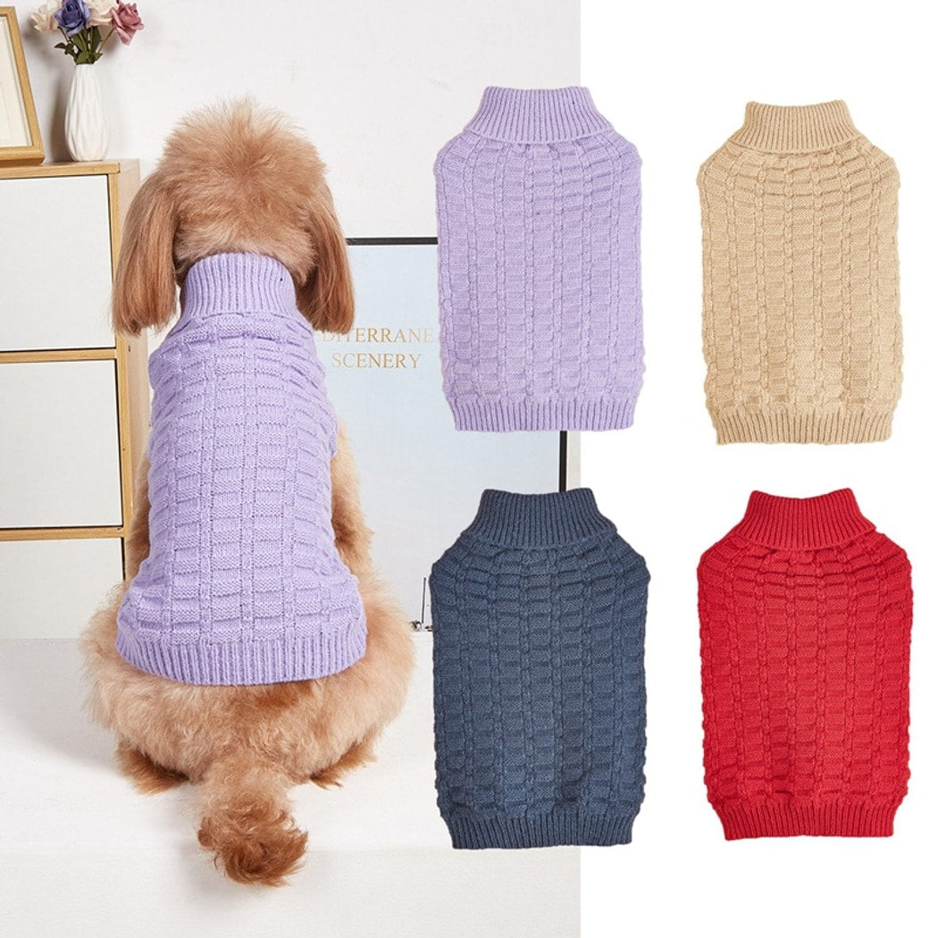 Ozzie - High Neck Solid Color Pet Sweater Top