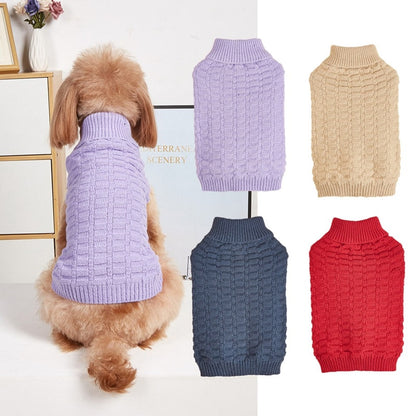 Ozzie - High Neck Solid Color Pet Sweater Top
