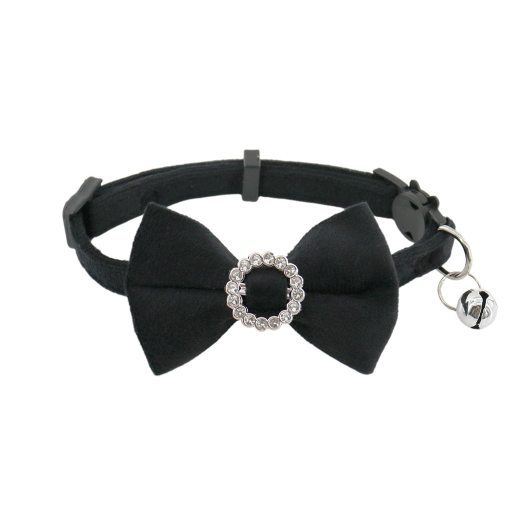 Mokka - Retro Solid Color Bow Cat Collar