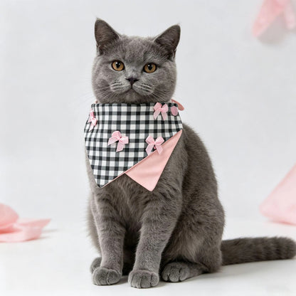 Mokka - Gingham Bow Bandana Pet Neckwear
