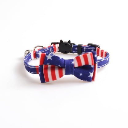 Mokka USA cat collar with patriotic Fourth of July bow tie accessory