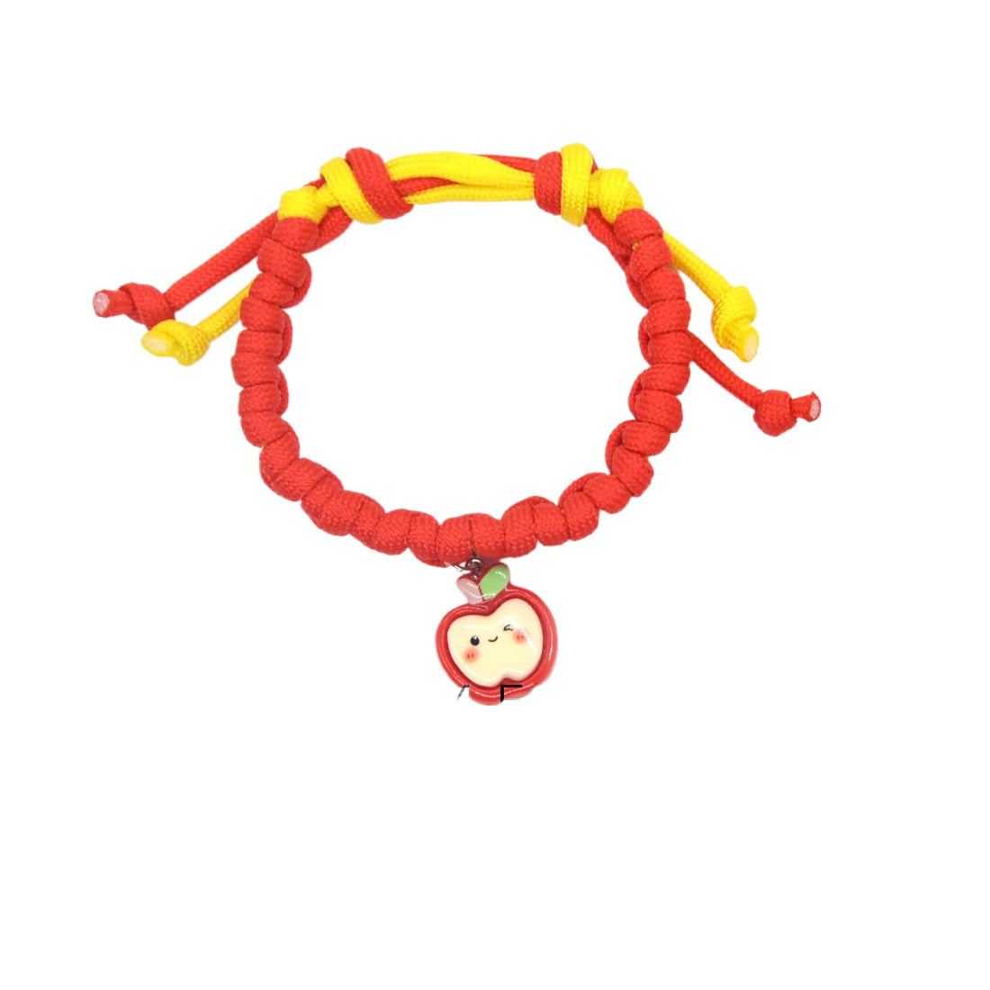 Close-up of Mokka colourful cord cat collar with adjustable buckle and metal ring