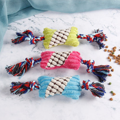 Petkin Rope Candy Plush Dog Toy in red and white twisted rope design