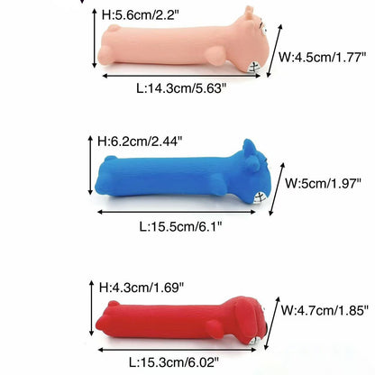 Side view of Petkin animal character dog toy for chewing and squeaking