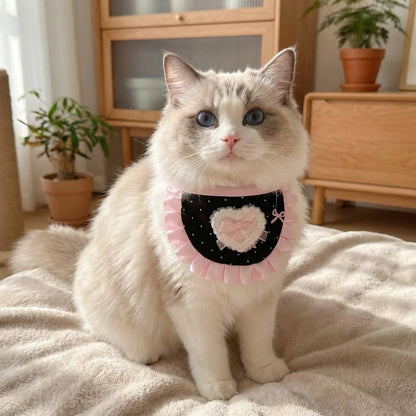 Mokka - Heart-Bow Pleated-Ruffle Cat Neckwear