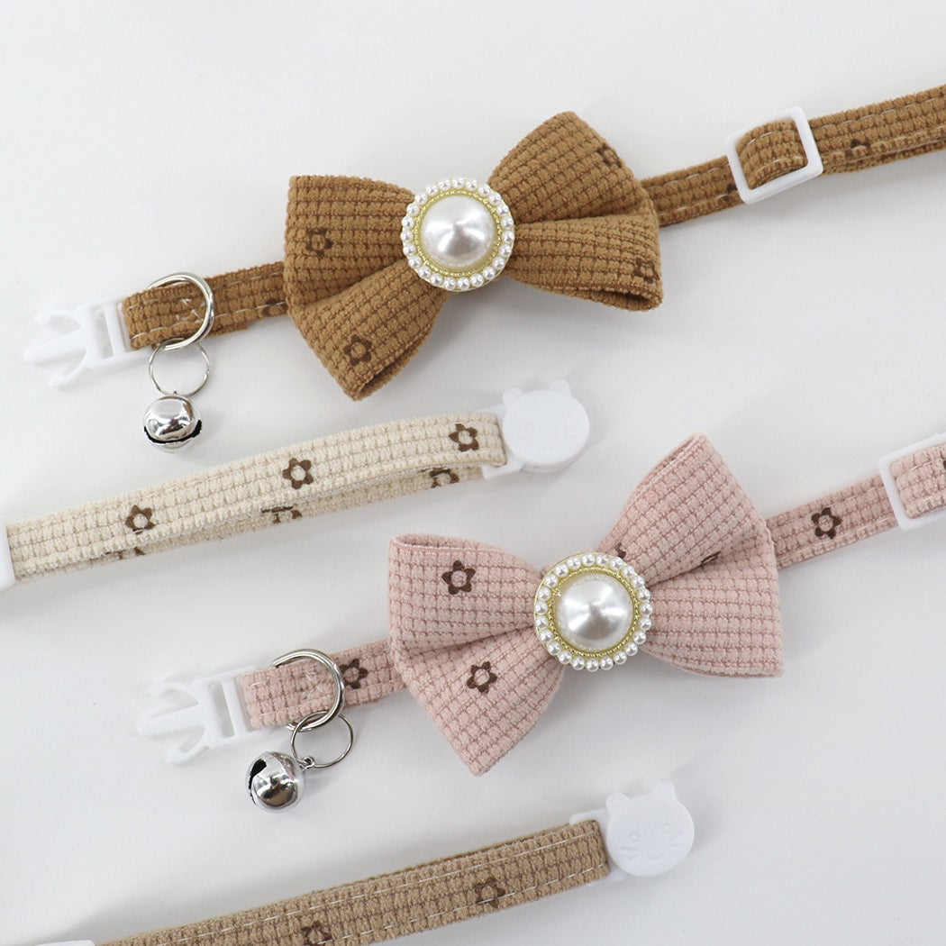 Mokka - Minimalist Bow Flower Pattern Cat Collar