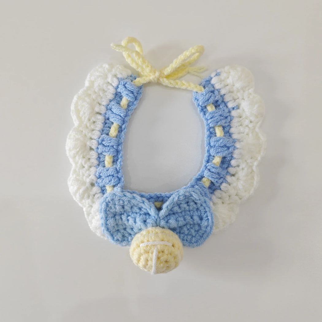 Mokka - Crochet Bow Ball Ruffle Pet Collar