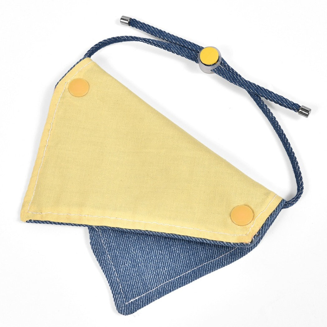 Mokka cat in profile wearing button detail cat bandana