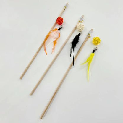 Moo - Feather Rattan Ball Cat Wand