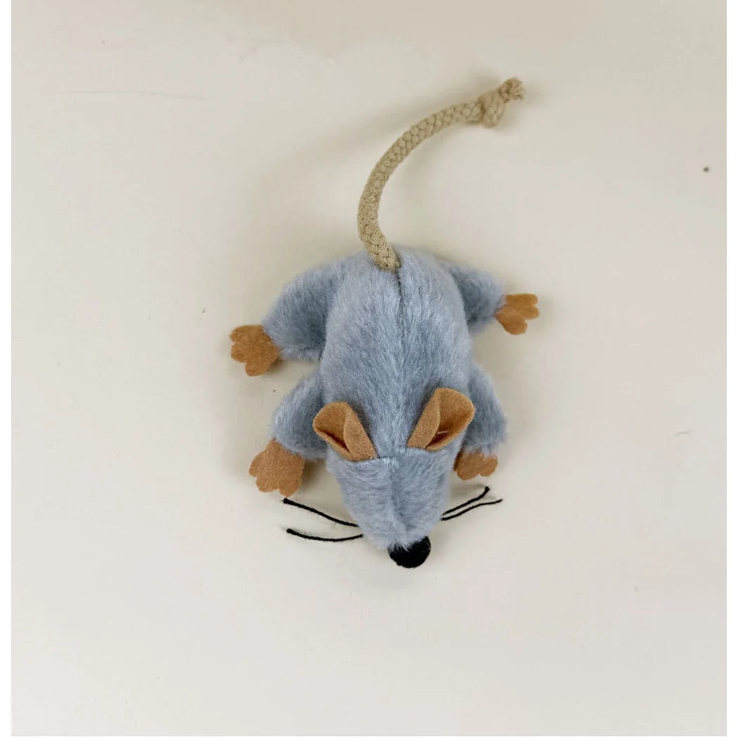 Moo - Fuzzy Plush Braided-Tail Mouse Cat Toy