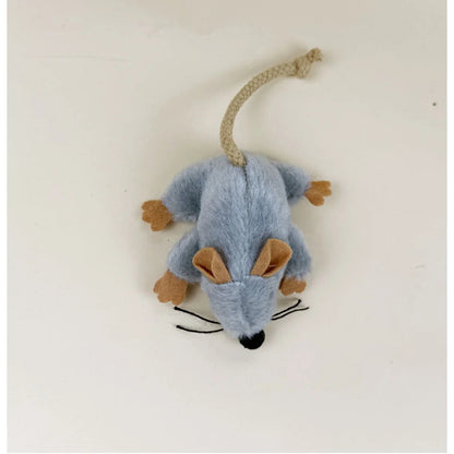 Moo - Fuzzy Plush Braided-Tail Mouse Cat Toy