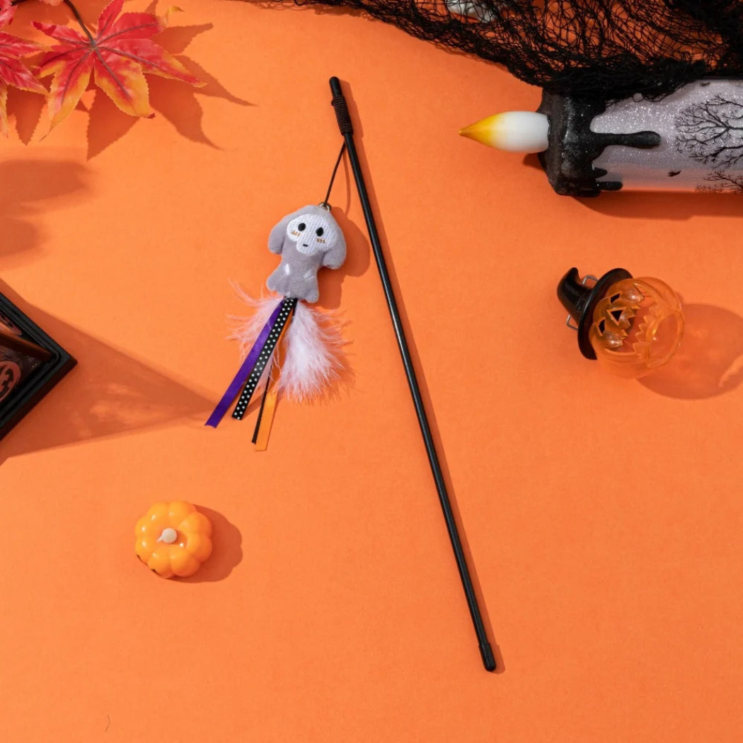 Moo - Halloween Bell & Feather Trim Cat Wand Toy