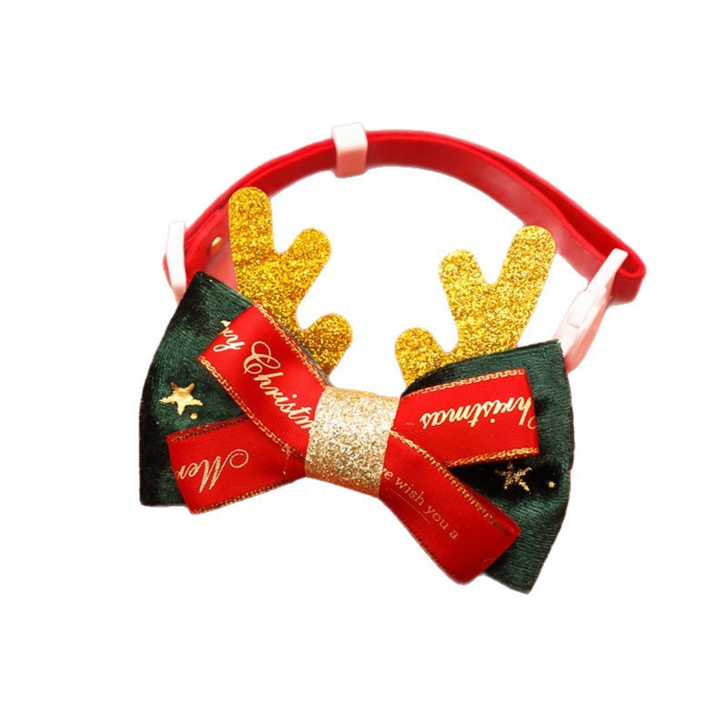 Christmoo - Christmas Bow Reindeer Cartoon Cat Collar