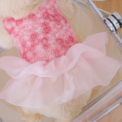 Ozzie - Rose Texture Ruffle Party Pet Dress