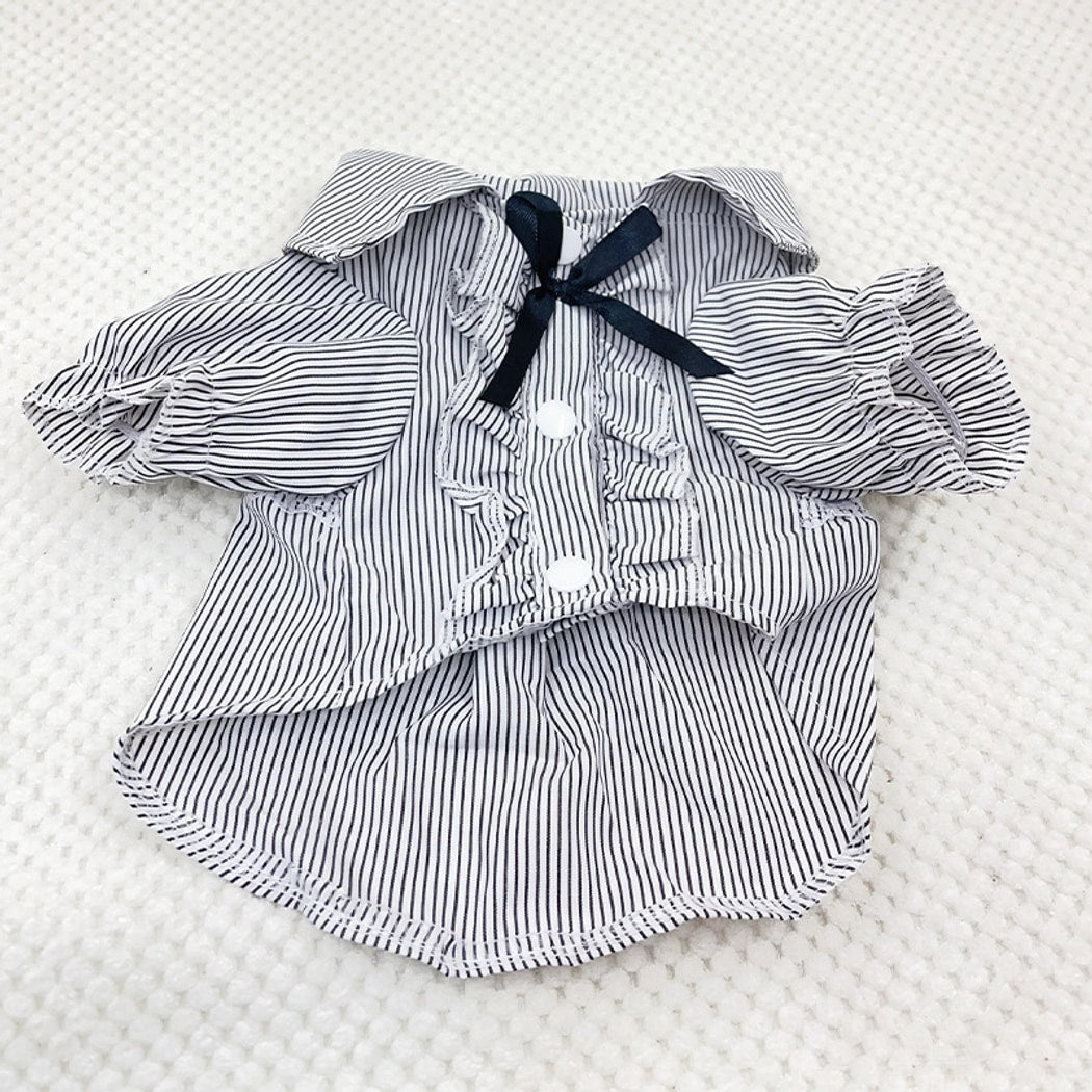 Ozzie - Ruffled Striped Short Sleeve Pet Dog Shirt