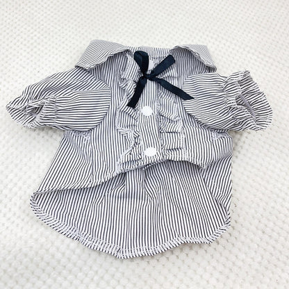 Ozzie - Ruffled Striped Short Sleeve Pet Dog Shirt