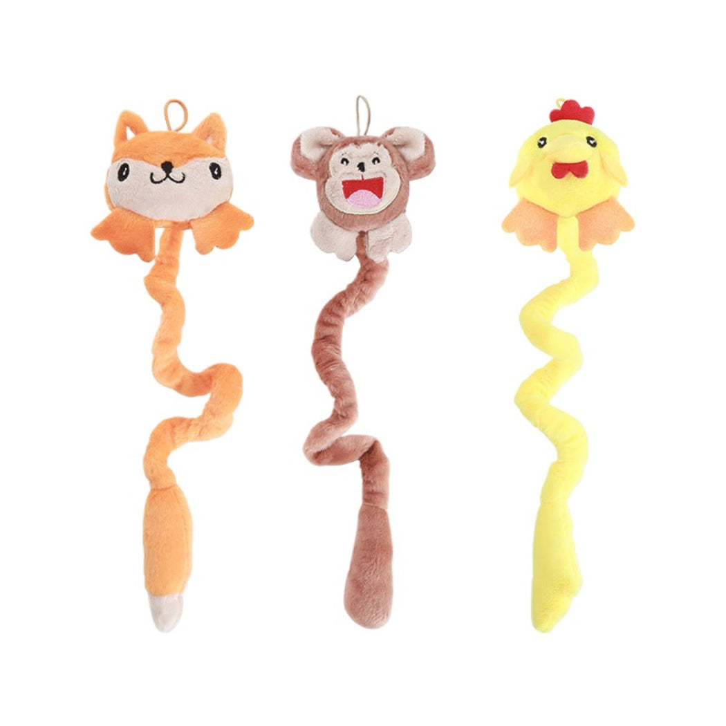 Moo - Character Head and Wavy Tail Plush Cat Toy