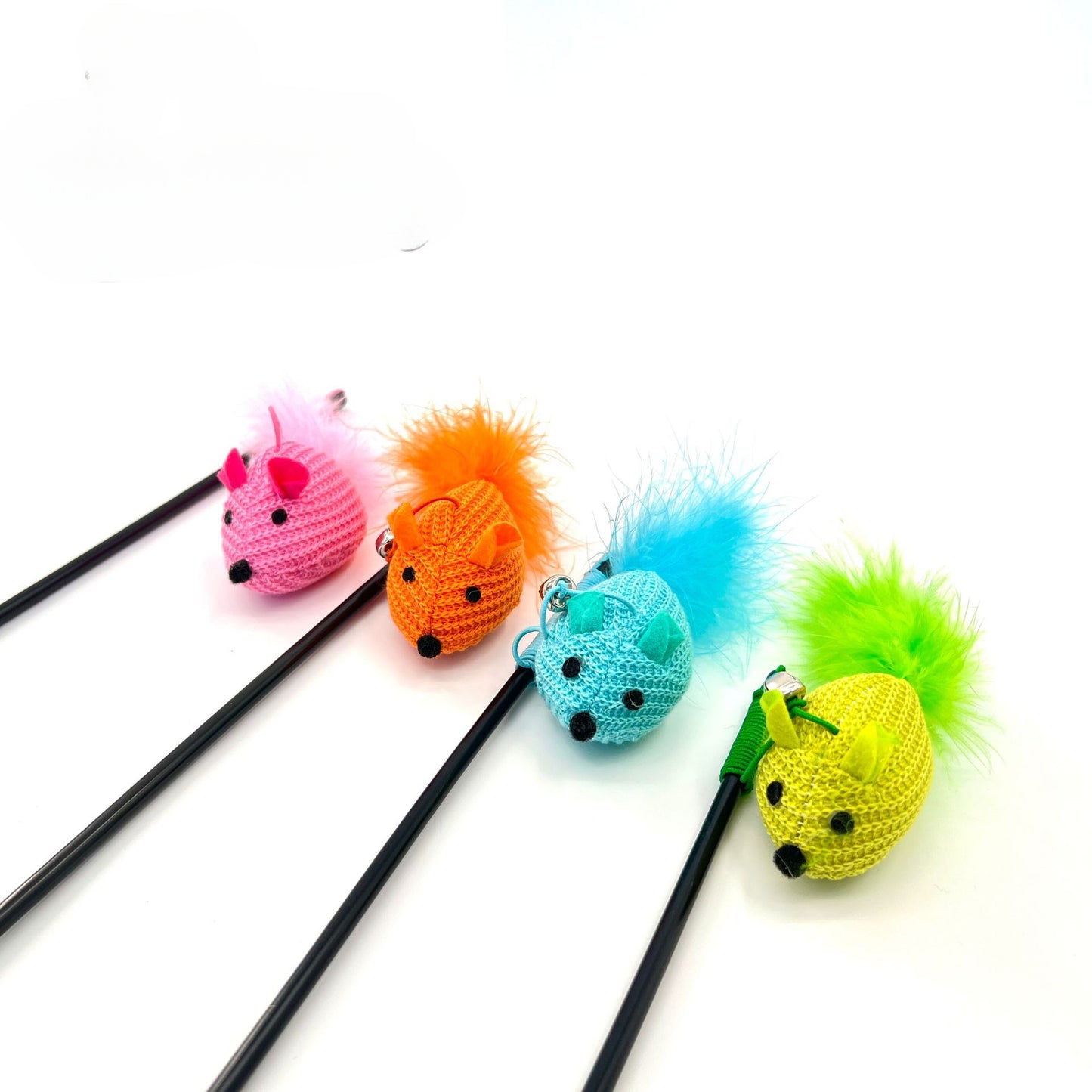 Moo - Interactive Feather Mouse Teaser Wand for Cats