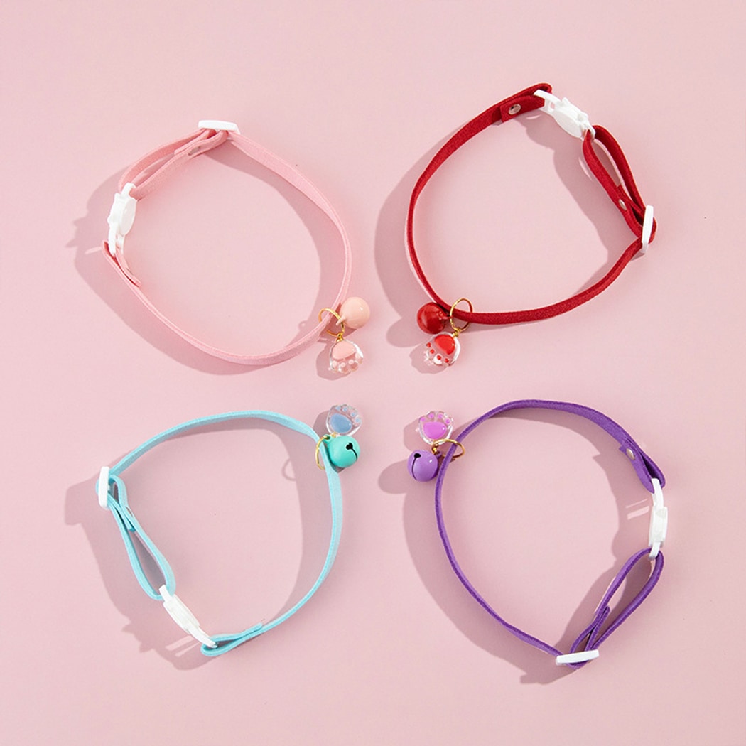 Mokka - Paw Charm Bell Accent Solid Cat Collar
