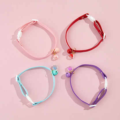 Mokka - Paw Charm Bell Accent Solid Cat Collar