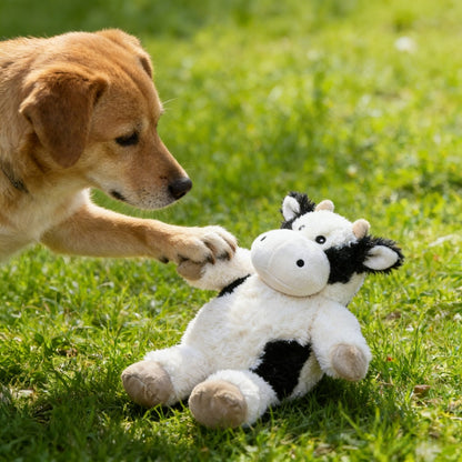 Petkin - Squeaky Cow Stuffed Play Dog Plush Toy