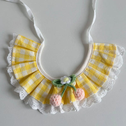 Mokka - Gingham Pleated Ruffle Cat Collar