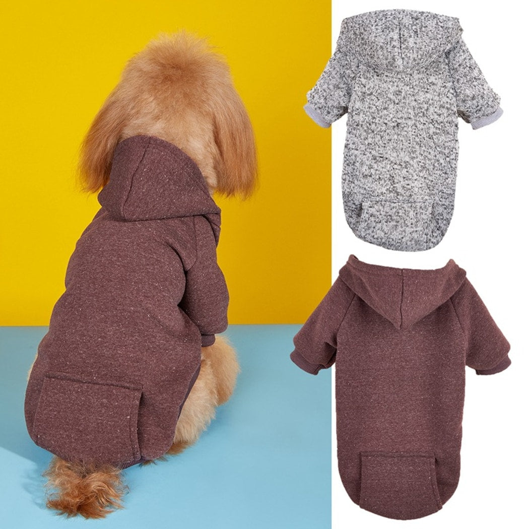 Ozzie - Pocket Detail Marled Dog Hooded Sweatshirt