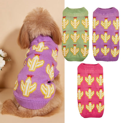 Ozzie - Cactus Pattern Knit Dog Sweater for Pets
