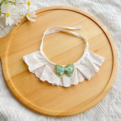 Mokka - Bow Lace Trim Cat Collar